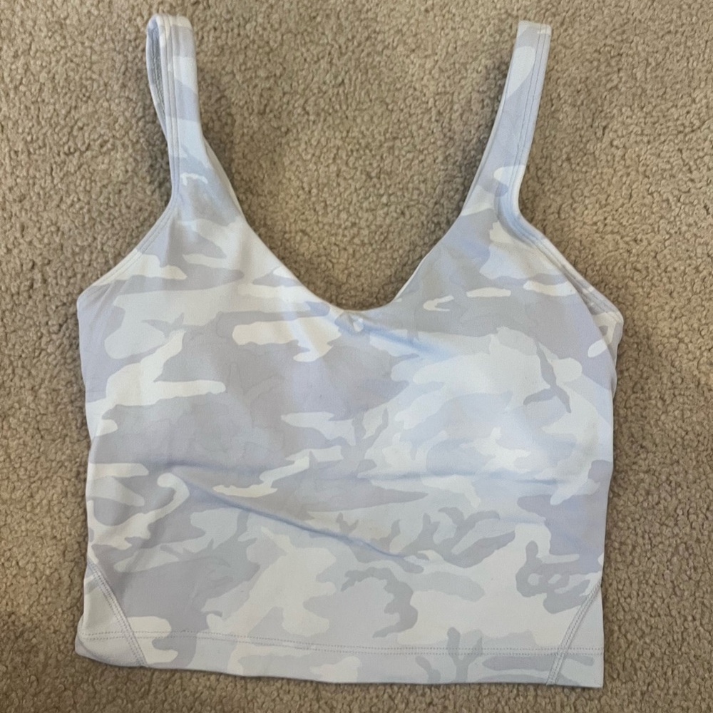 Lululemon Align Grey/White Camo Fitted Crop Tank Top